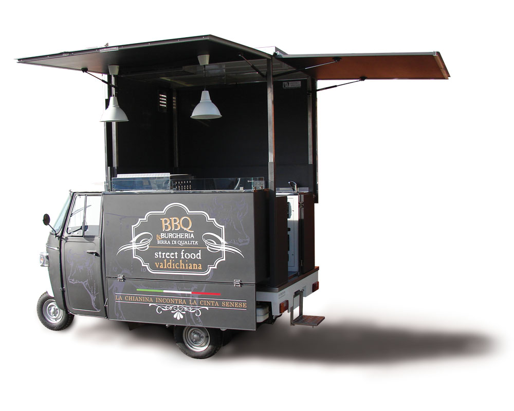 food van Piaggio for vending hamburgers