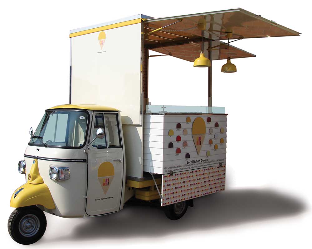 Mobile ice-cream shop built on Piaggio truck in Dubai