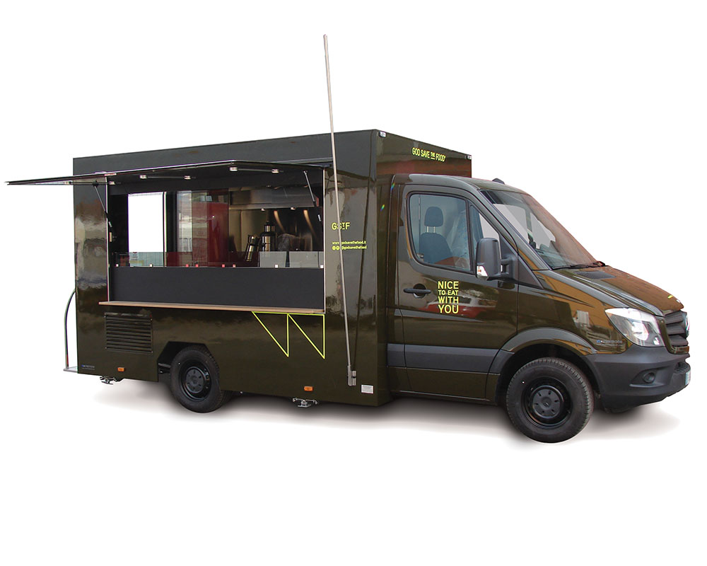 mercedes Sprinter modified as food van with kitchen for GStF Restaurant