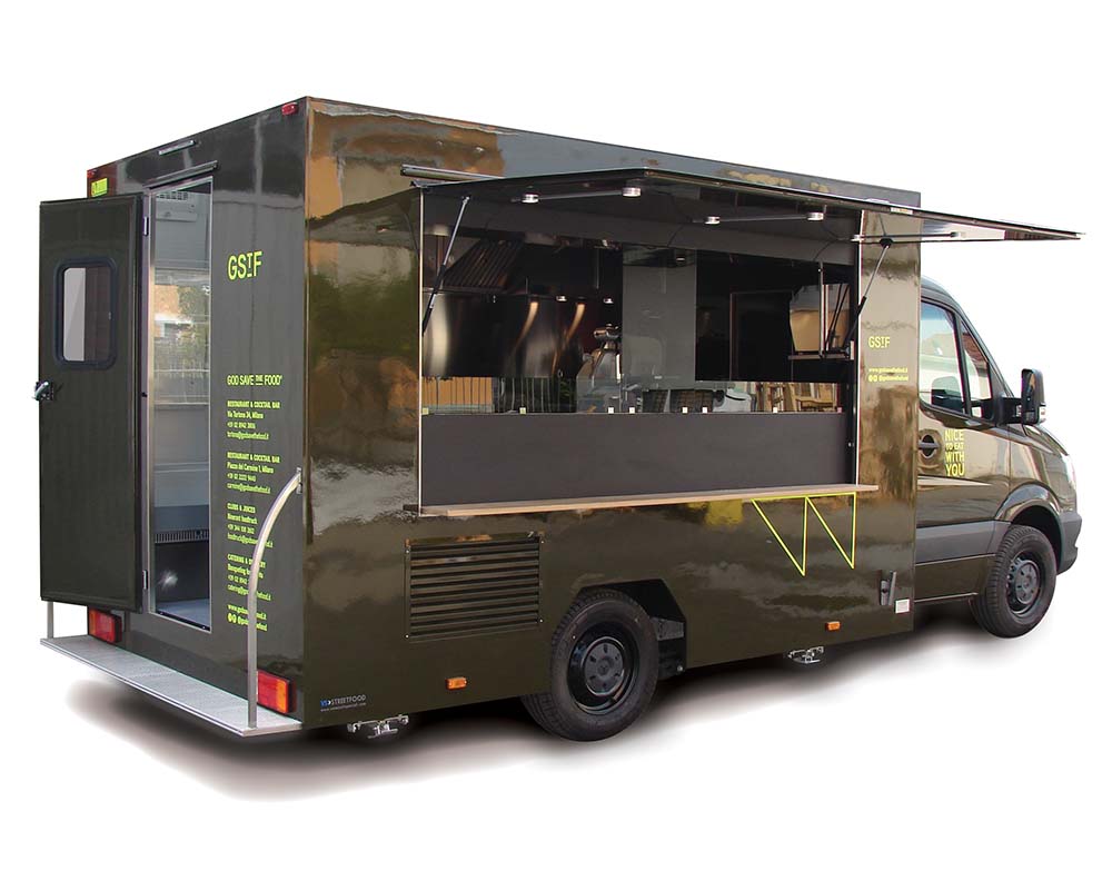 Food van mercedes Sprinter serving sandwiches and drinks for GStF Restaurant