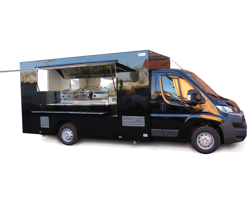 Ducato van converted in mobile restaurant for food cooking and catering