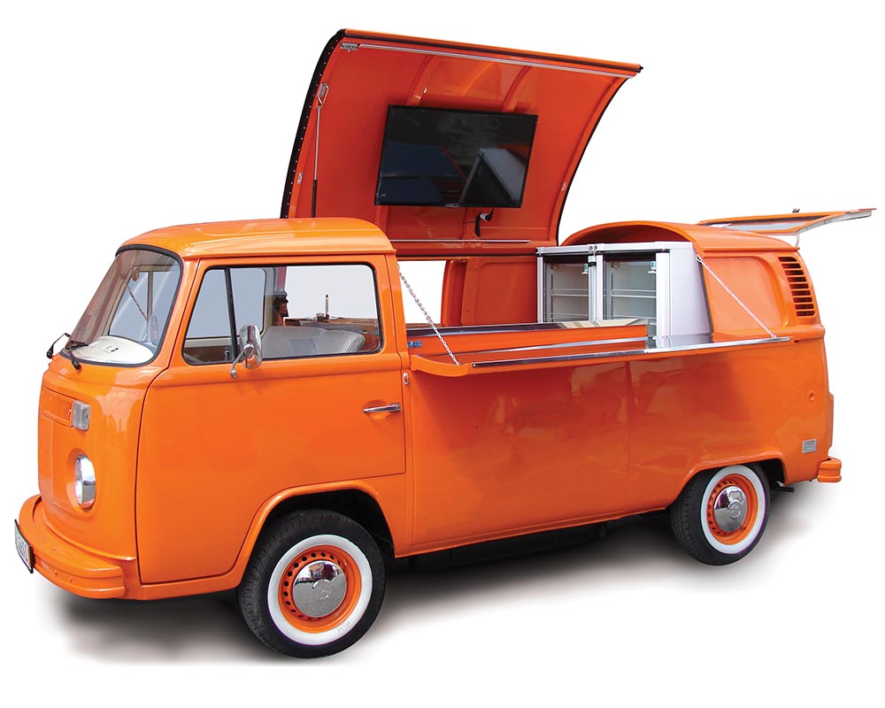 Vintage Volkswagen Bus T2 converted in food bus for a mobile experience