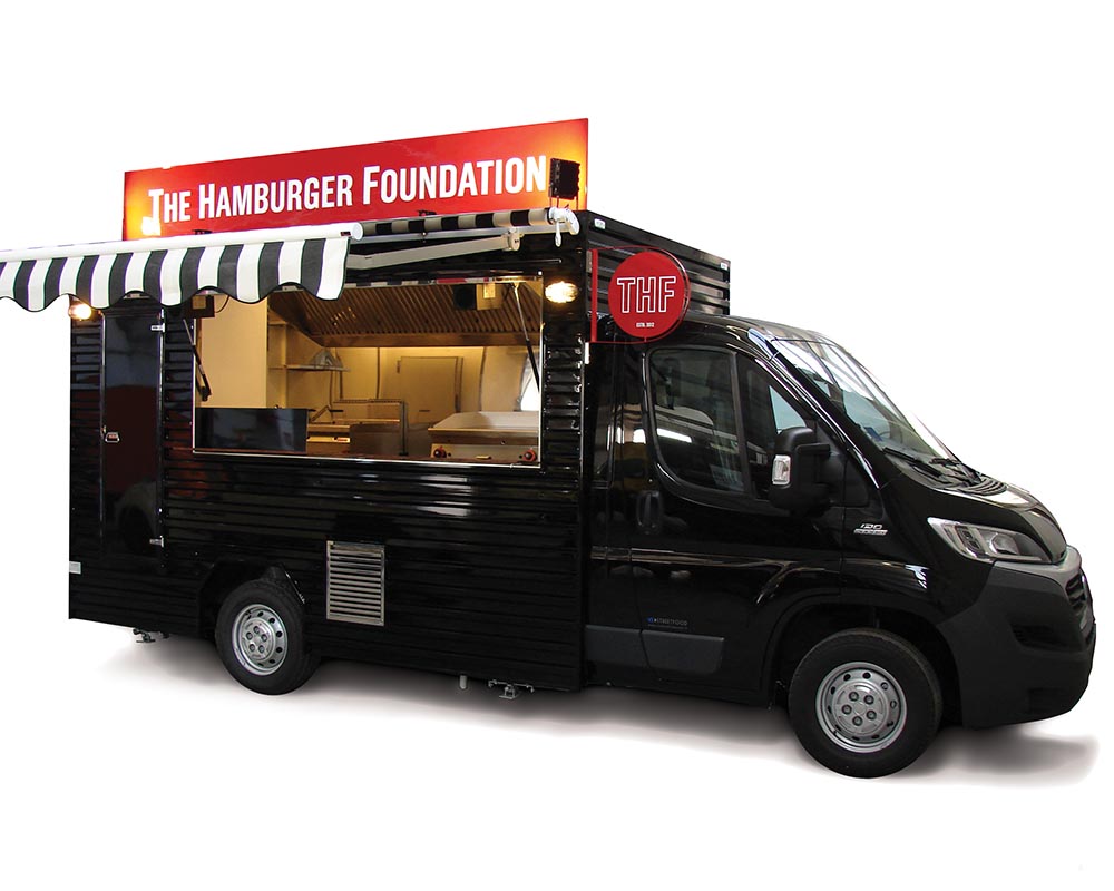 Ducato food truck selling hamburgers in switzerland. All black colour