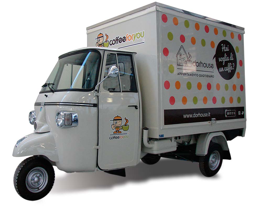 Véhicule Promotionnel Piaggio Ape Café | Triporteur Dorhouse