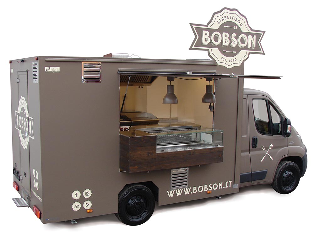 Ducato food van Bobson for vending local specialties and cool beers in Milan