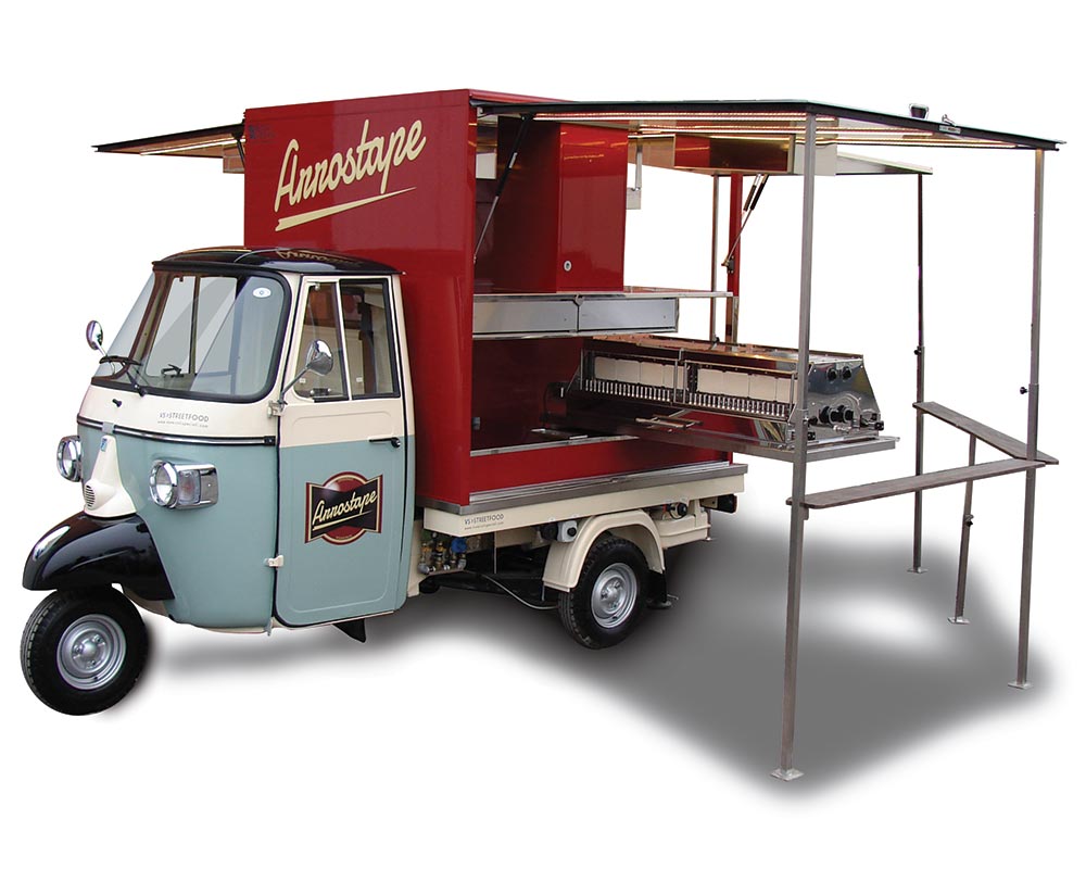 Food Catering Piaggio Van for vending sheep and goat meat skewers