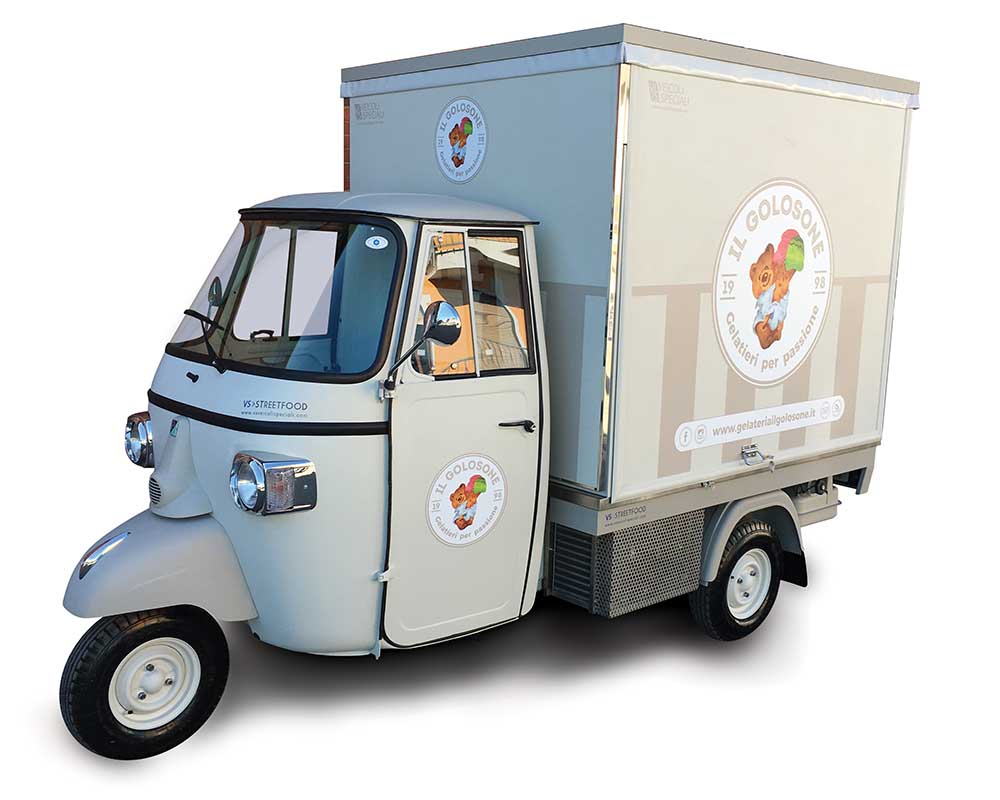 Triporteur Glace Piaggio pour vente mobile Il Golosone