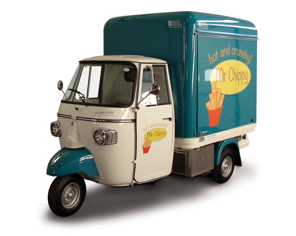 Mr Chippy is an ape piaggio designed for street food business