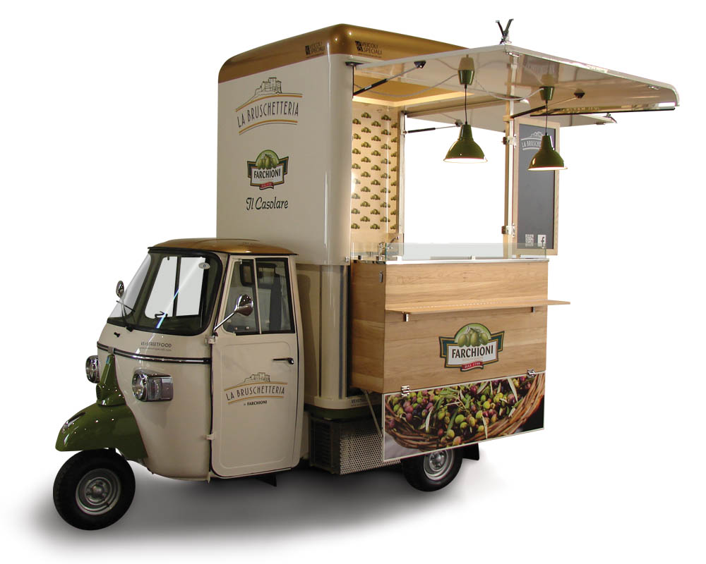 ape food truck la bruschetteria per promozione prodotti farchioni