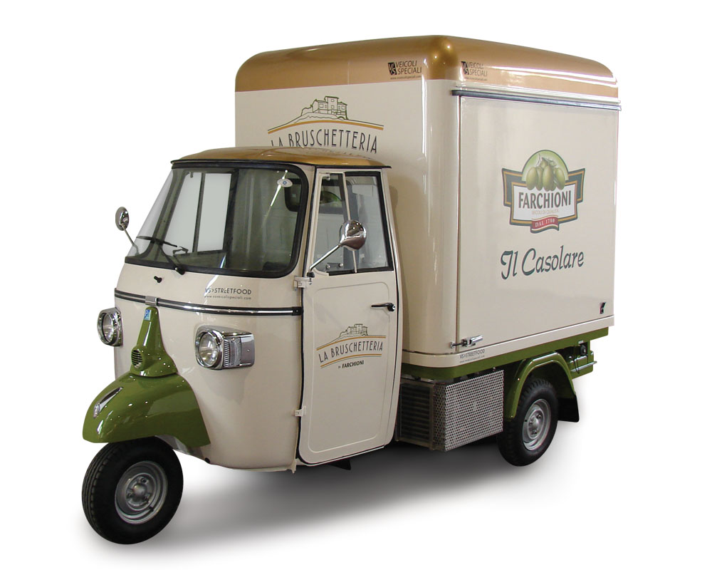 Apecar converted into food van for vending italian snacks