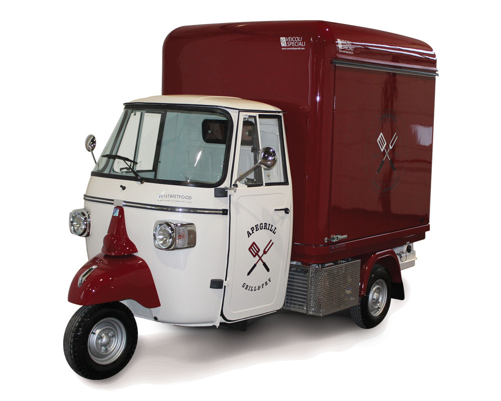 Customized Piaggio van for burgers vending