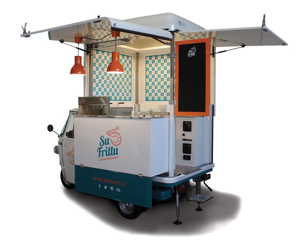 Piaggio Food Van designed to sell fried food in the streets of Sardinia