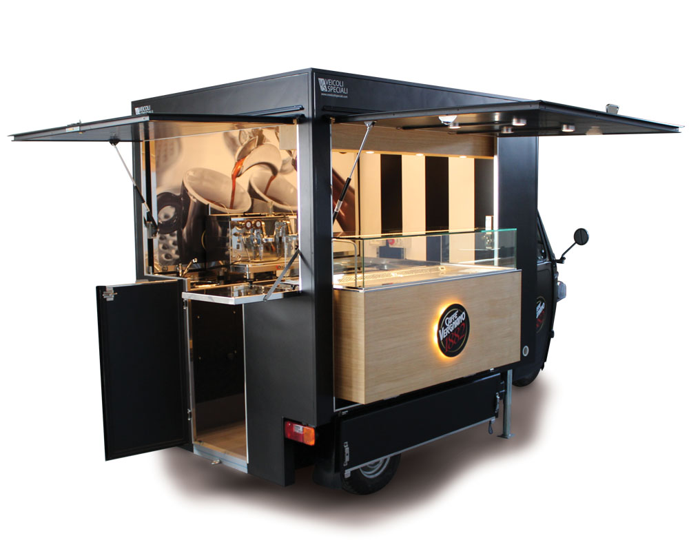 mobile cafeteria customized and equipped for the italian brand Vergnano