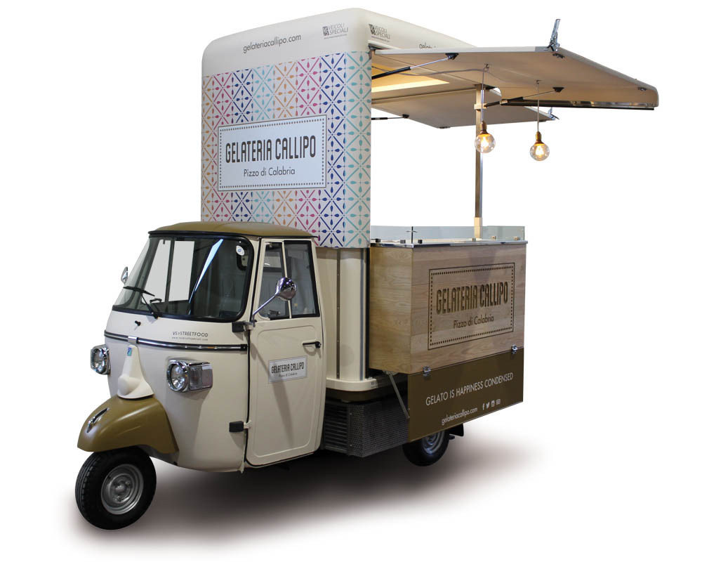 Callipo is a mobile ice cream shop on converted piaggio truck