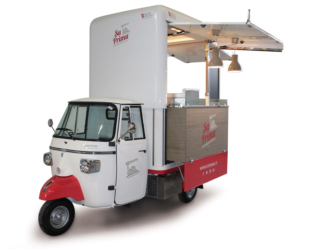 Pasta van designed for selling food and beverages in Sardinia