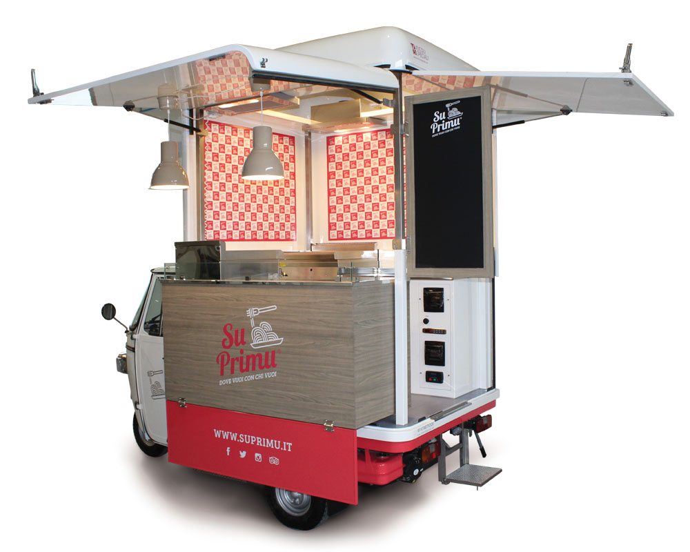 SuPrimu is a pasta van built on Piaggio Ape V-Curve