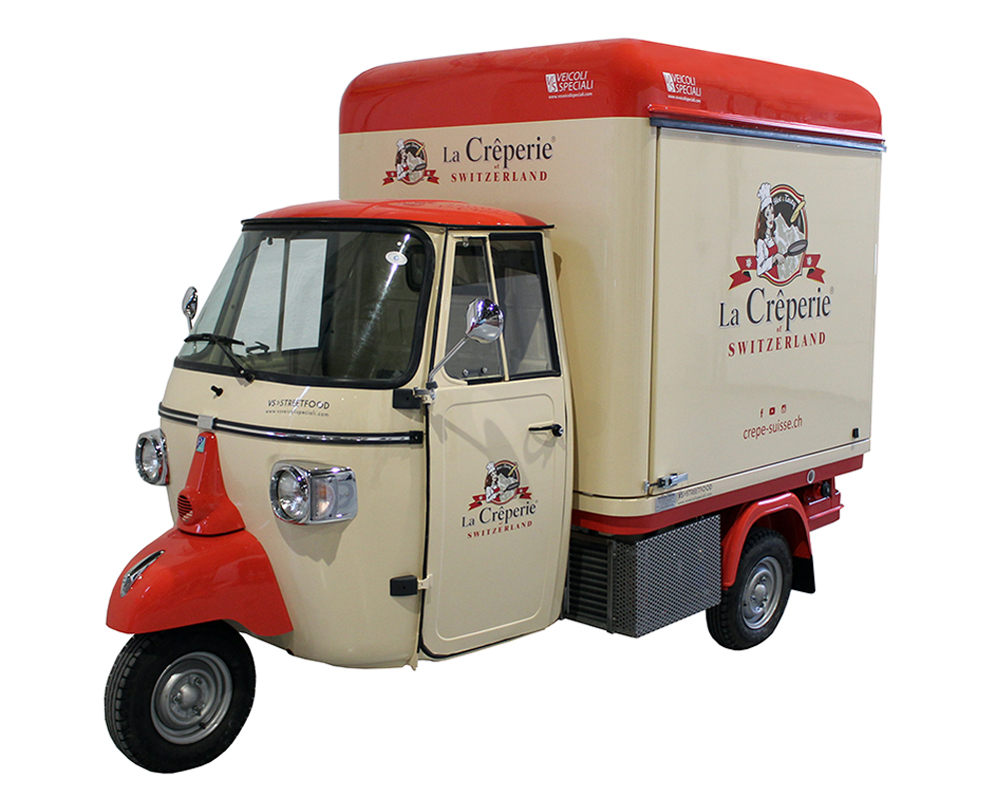 crepes truck piaggio ape for street food trade "la creperie switzerland"