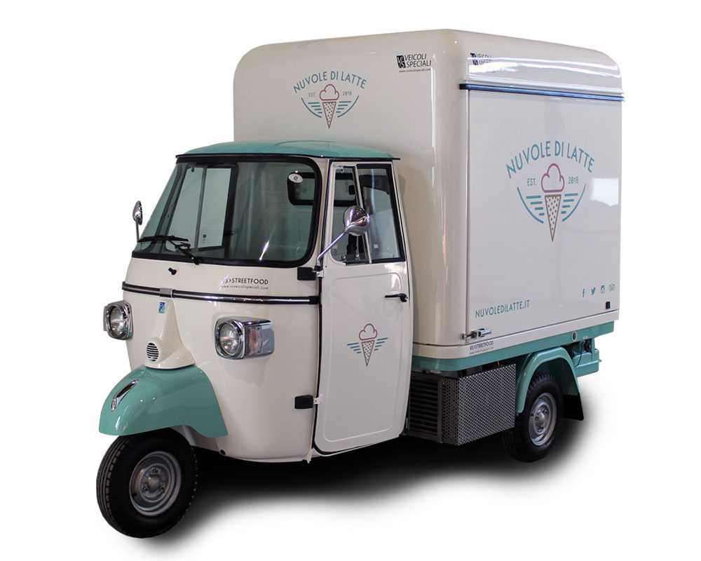 gelateria piaggio per vandita itinerante con pozzetti gelato integrati nuvole di latte