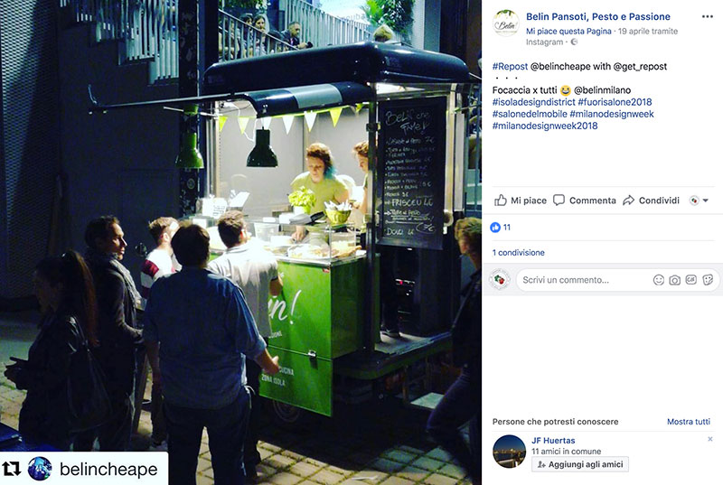 marketing per promuovere food truck esempio di utilizzo dei canali social. Nell'immagine la comunicazione attraverso facebook