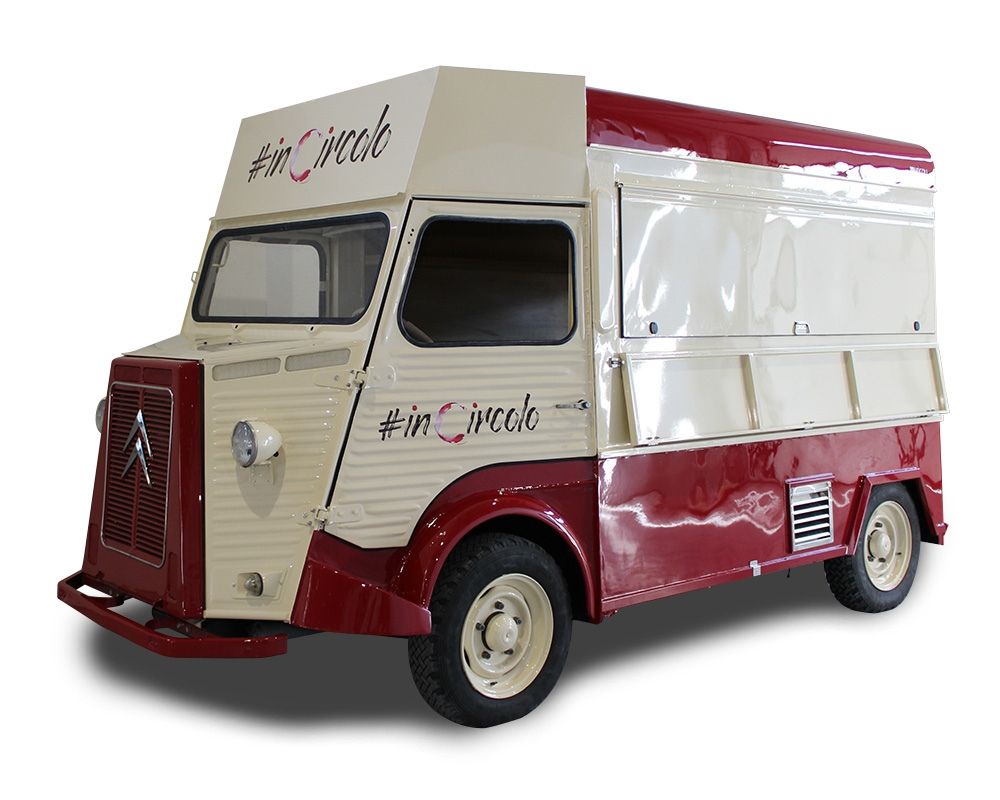 food truck vintage citroen hy with integrated beer tapping system