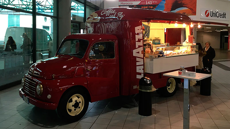 lavazza vintage food truck at turin airport