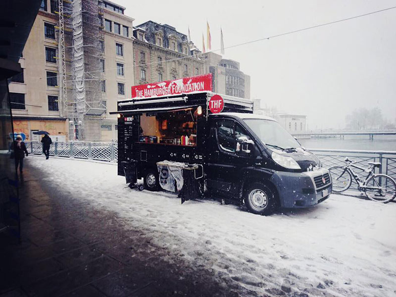 thf furgone street food in svizzera in inverno