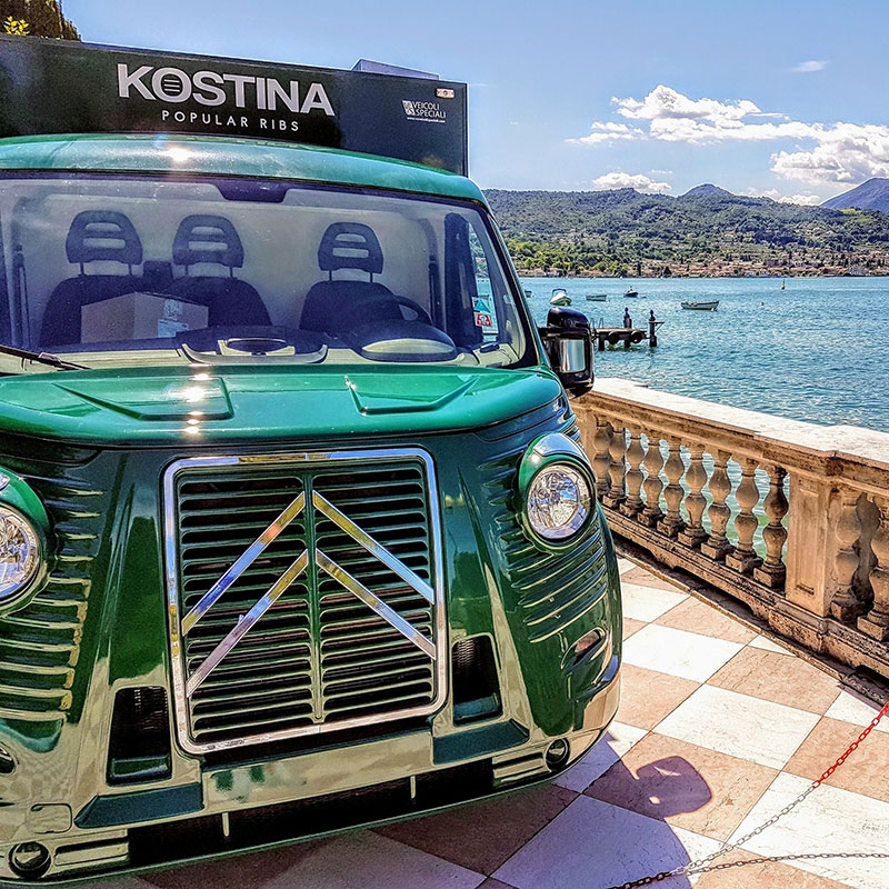 food truck retro citroen type h pour promouvoir les marques et les produits lors d'événements