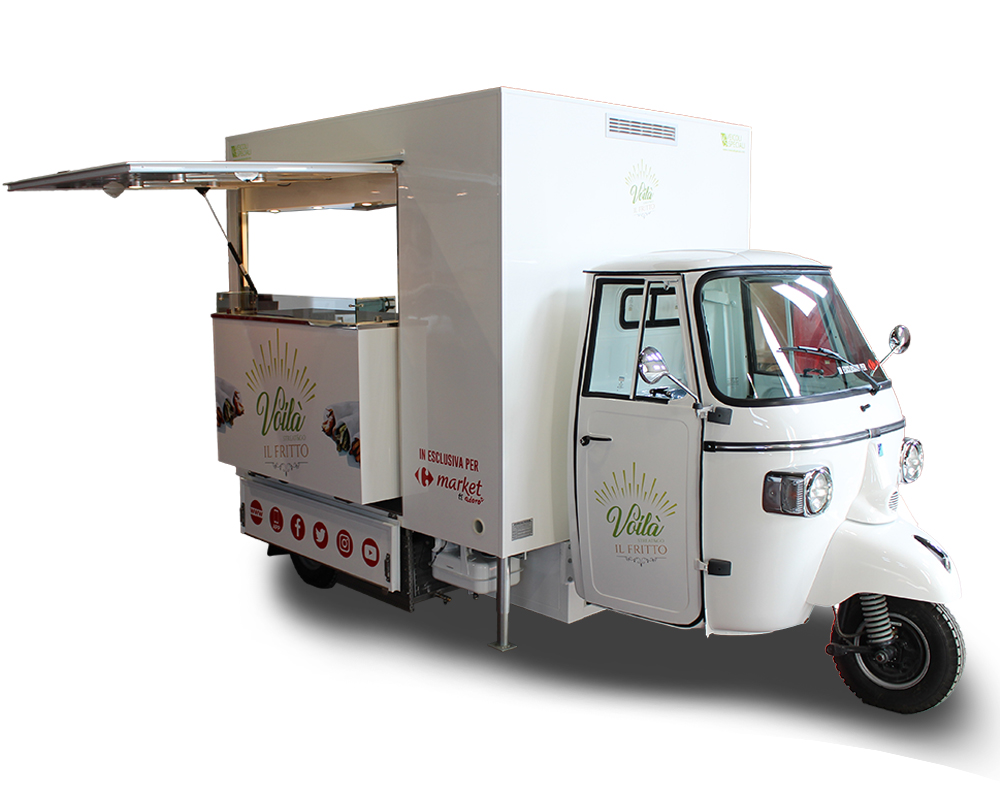 Ape TR food truck acquistato da Carrefour per inserimento in centri commerciali e supermercati