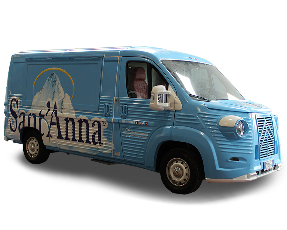 acqua sant'anna nv promo food truck celeste per promozione marchio