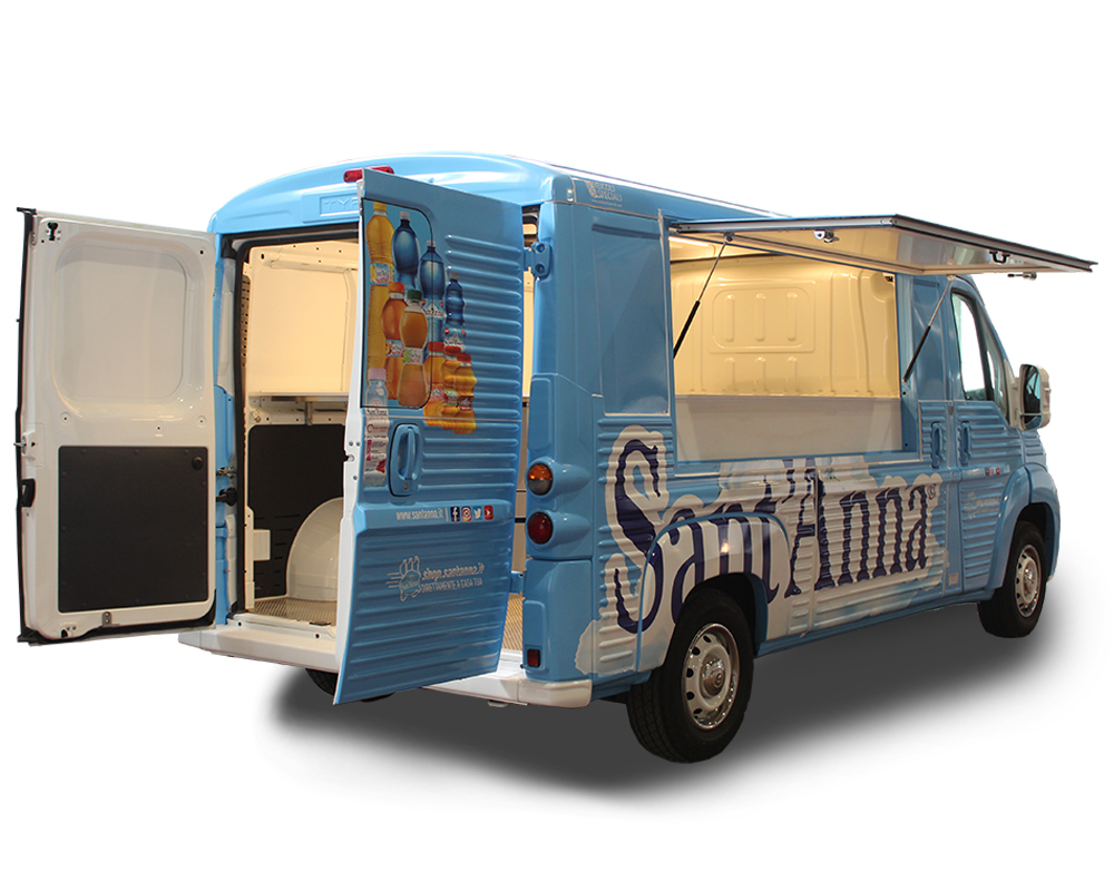 citroen jumper type h nuovo convertito in promo truck per promozione brand acqua sant'anna