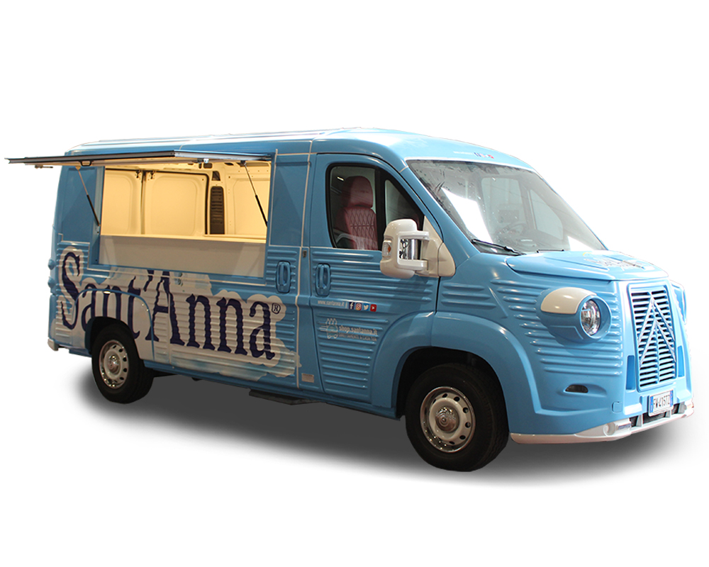 nv food truck citroen jumper type h per pubblicità acqua sant'anna e promozione brand