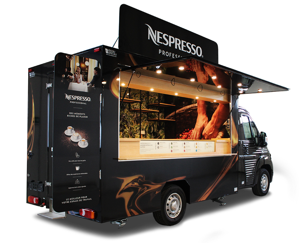 caffe truck nespresso citroen jumper convertito in caffetteria mobile