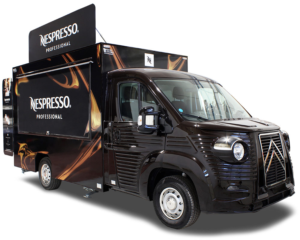 caffetteria ambulante nespresso coffee truck per promozione prodotti linea professional macchine e caffè espresso in capsule