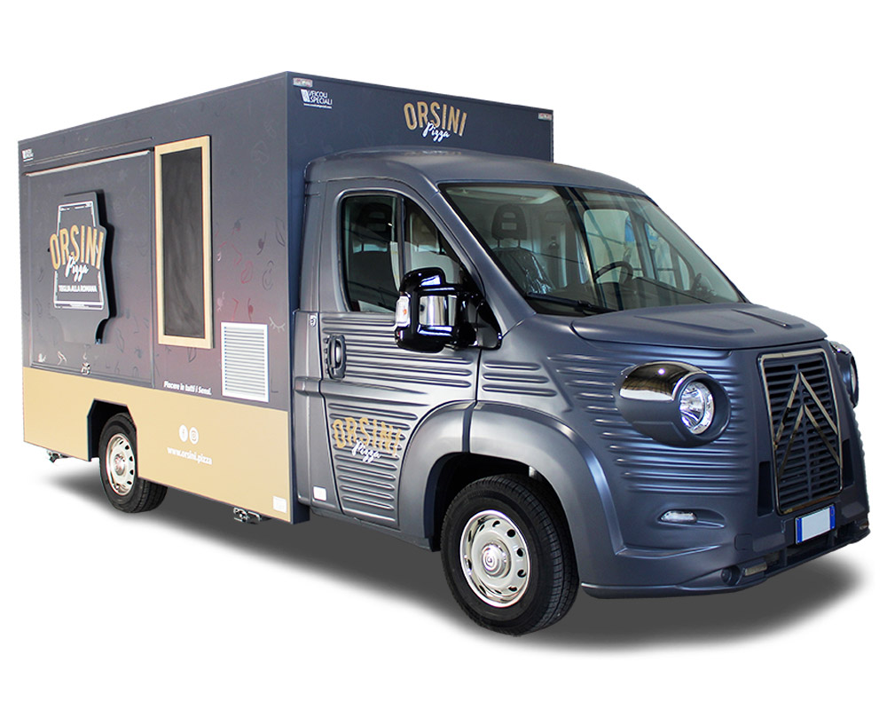 Pizza catering truck orsini designed to sell roman focaccia