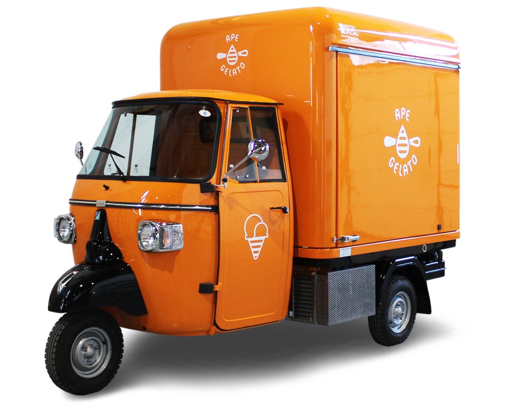 Mobile Ice-Cream Truck on Piaggio Ape Gelato designed for the enterprise KALLE in Finland