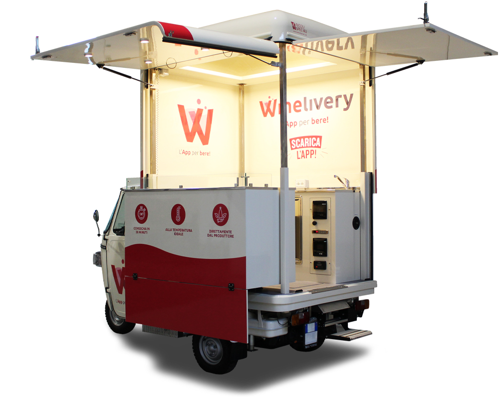 ape wine cocktail bar truck per promozione app di vini winelivery