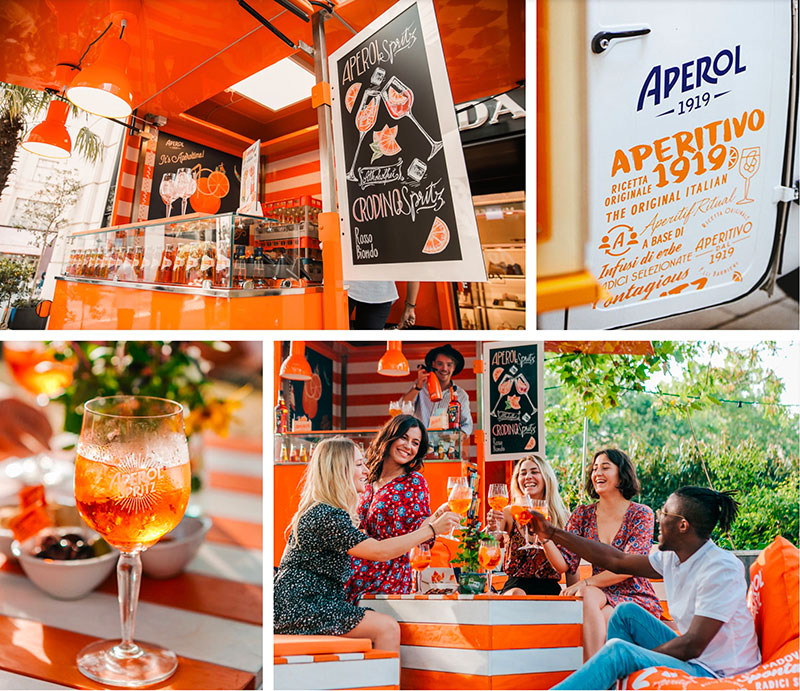 aperol time food truck piaggio usato per tour promozionale in Europa