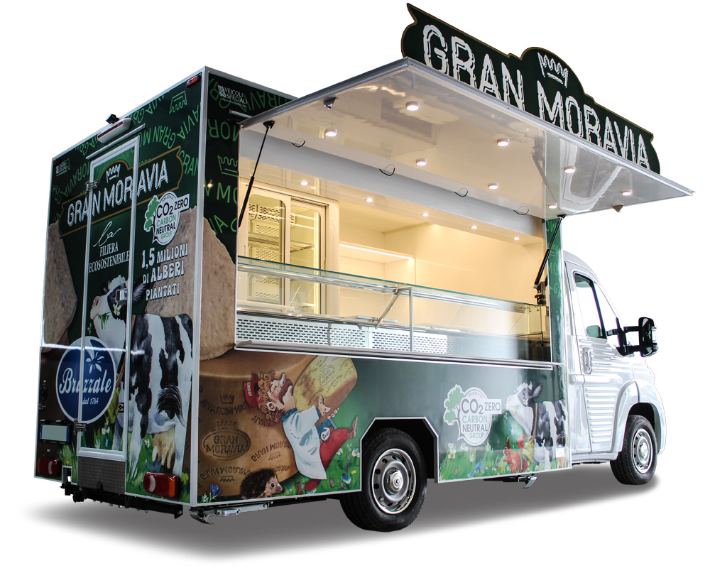 food truck brazzale focused on promoting and selling dairy products and cheese gran moravia