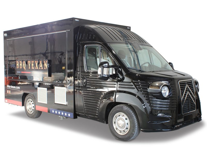 bbq food truck texan costruito su Citroen nero