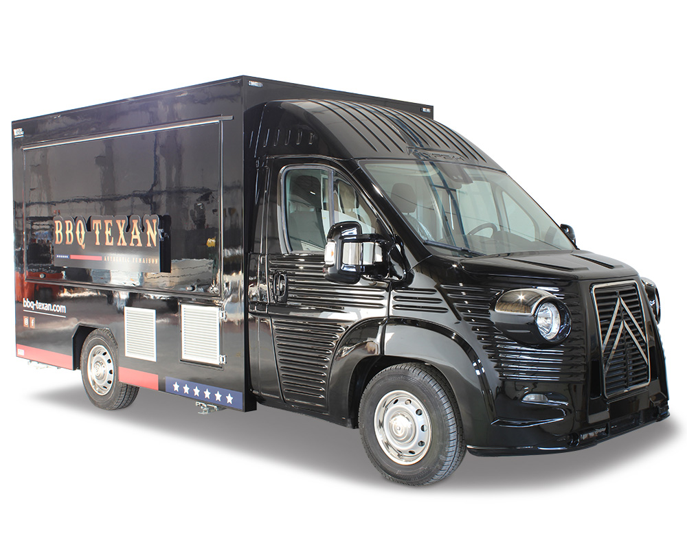 bbq food truck texan costruito su Citroen nero