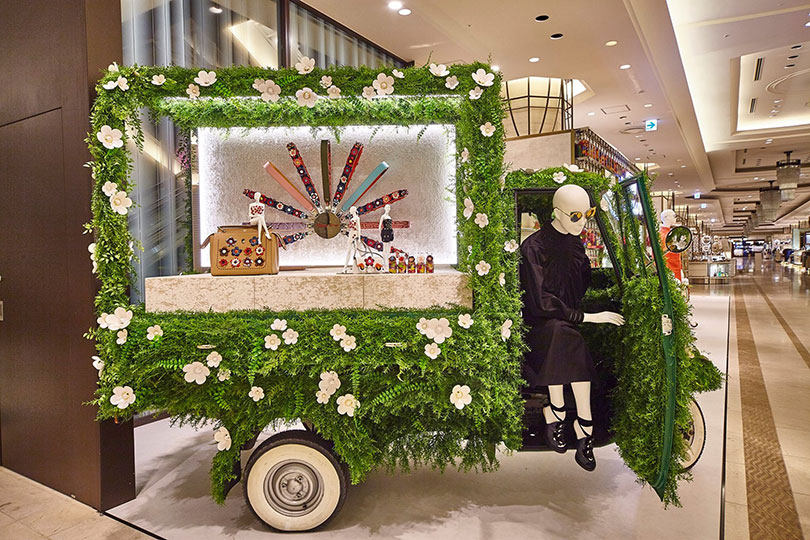 boutique truck used as a showcase in a fendi store