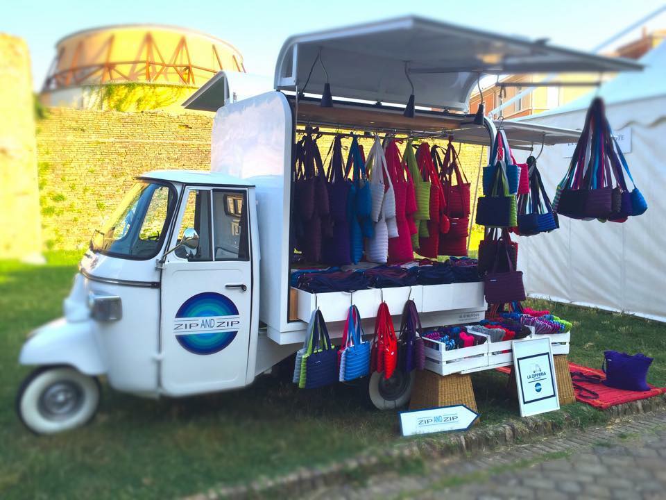 fashion truck zip and zip bags displayed ready for sale