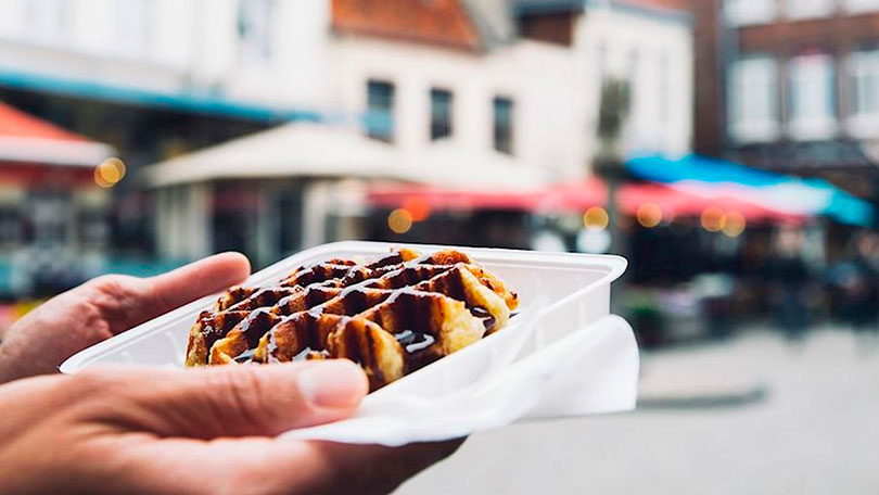 belgian gaufre and us waffle are very popular street sweet foods