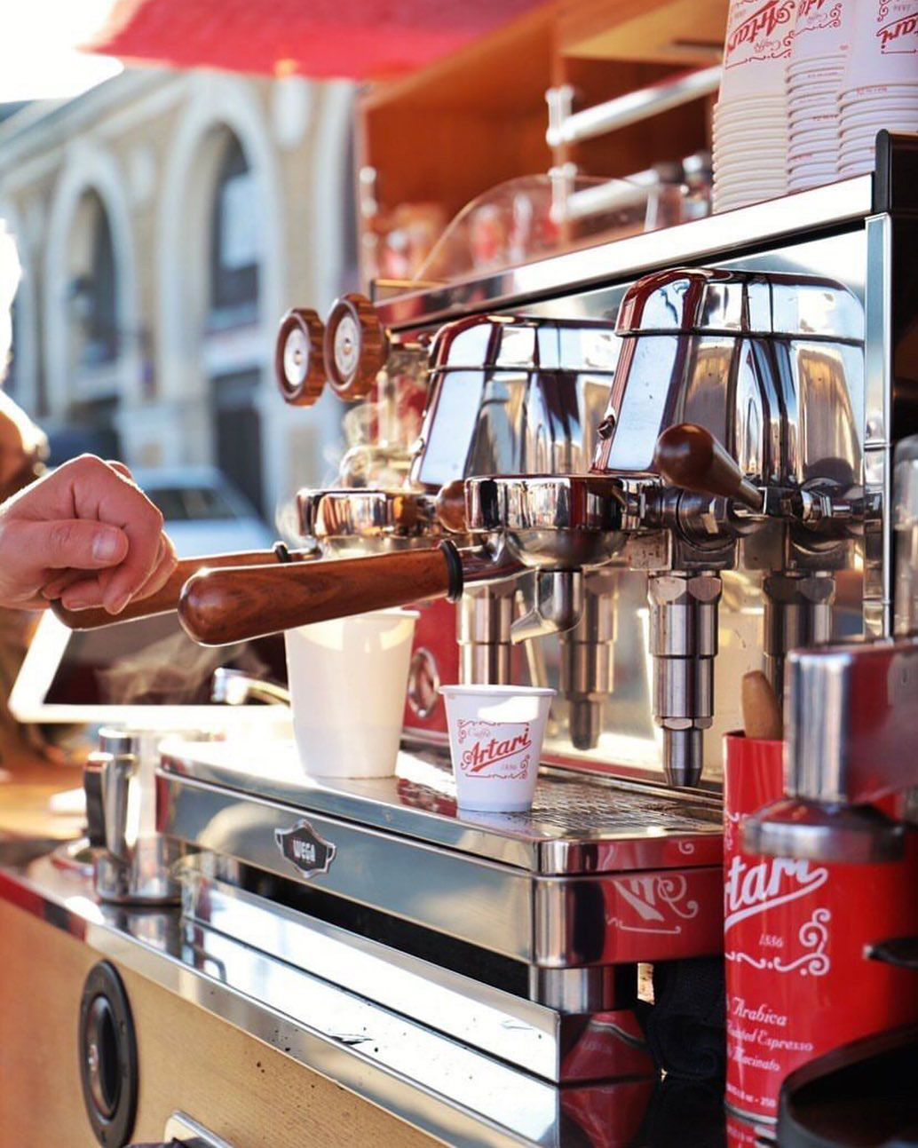 artari coffee break in paris, a mobile coffee shop with coffee machine