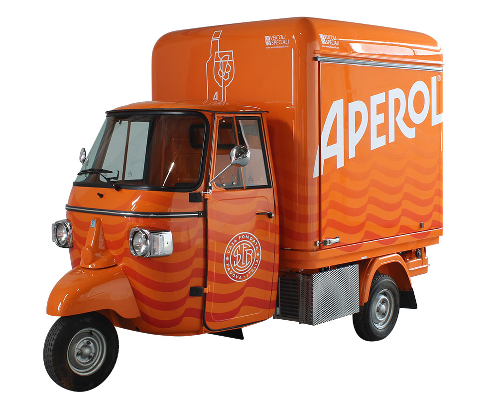 drink truck aperol bronnimann built on Piaggio Ape