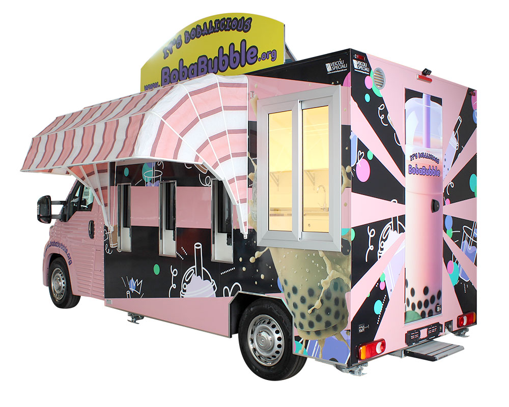 drink truck bubble tea attrezzato per grandi volumi di vendita in eventi, festival e centri commerciali