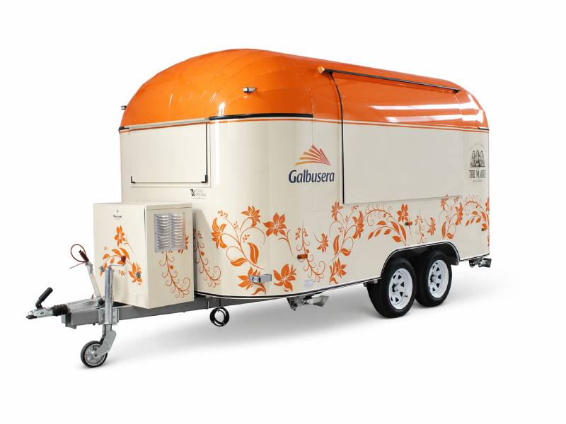 Galbusera food truck trailer on Aircolor 4 m for mobile product promotion and brand marketing