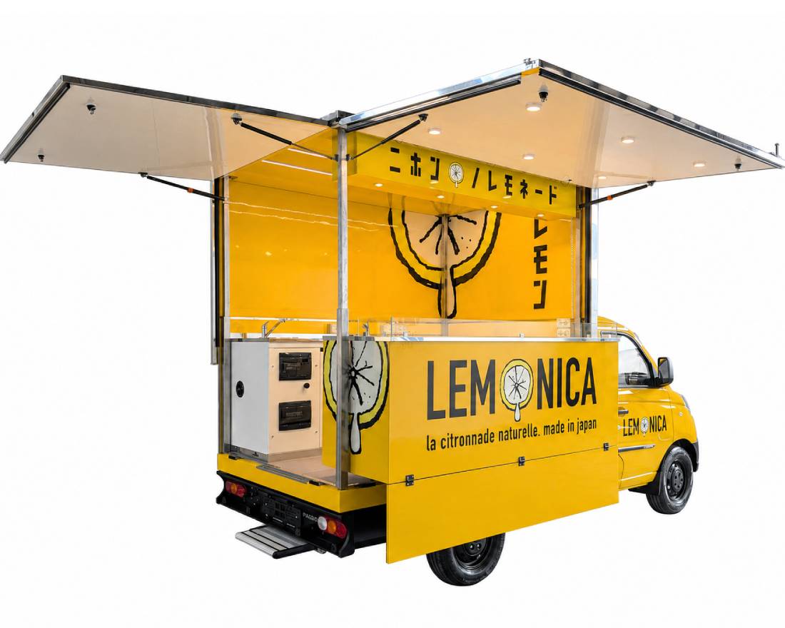 drink truck porter lemonica allestito per promuovere il brand e la limonata giapponese