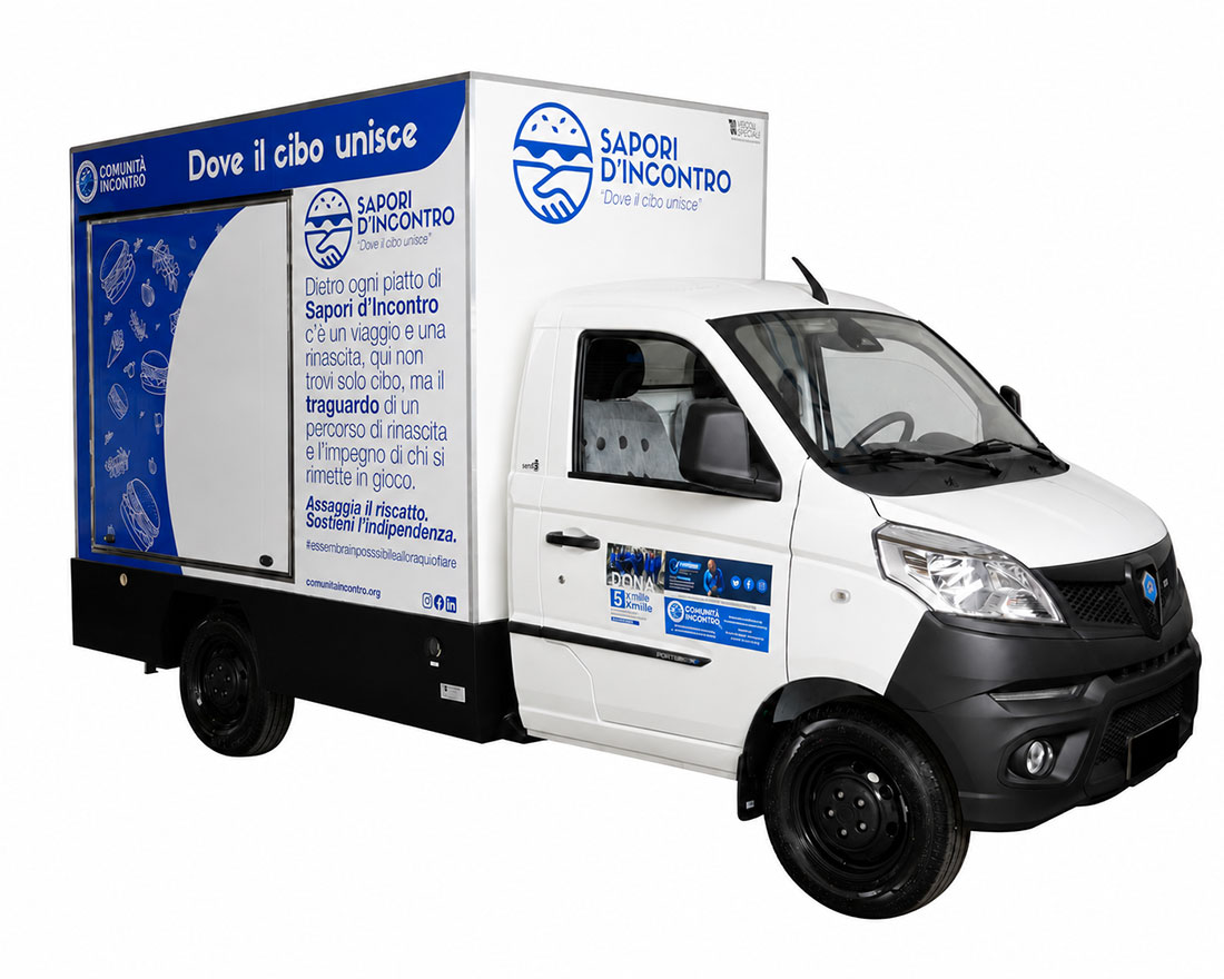 food truck friggitoria realizzato per la comunità incontro su Piaggio Porter FX